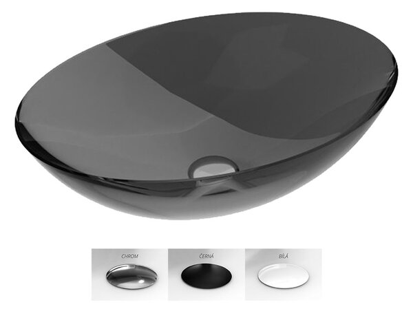 Besco Deskové umyvadlo ze syntetické pryskyřice Anya 50x35 cm Carbon Grey s výpustí Click-Clack Typ a barva výpustě: Click-Clack bez přepadu, chrom