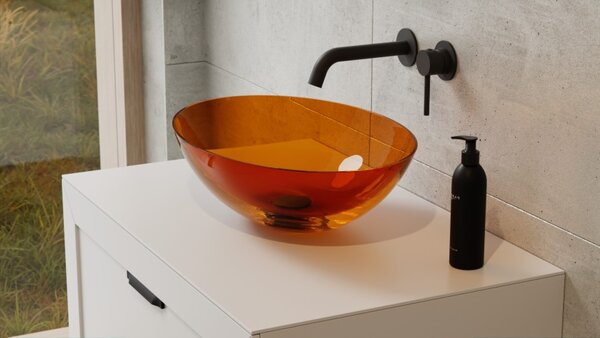 Besco Deskové umyvadlo ze syntetické pryskyřice Anya 50x35 cm Earth Rust s výpustí Click-Clack Typ a barva výpustě: Click-Clack bez přepadu, bílá