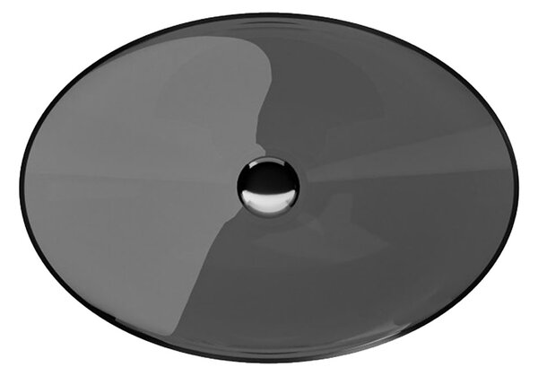 Besco Deskové umyvadlo ze syntetické pryskyřice Anya 50x35 cm Carbon Grey s výpustí Click-Clack Typ a barva výpustě: Click-Clack bez přepadu, chrom