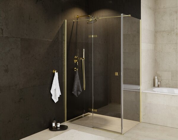 Besco Obdélníkový sprchový kout PIXA GOLD R 100x80 (100x90, 120x80, 120x90), výška 195 cm - bez vaničky Rozměry (cm): 100x80, Orientace: Pravá