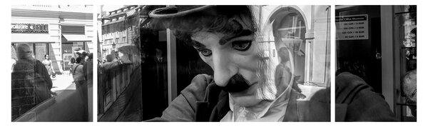 Obraz - Charles Chaplin v Praze (170x50 cm)