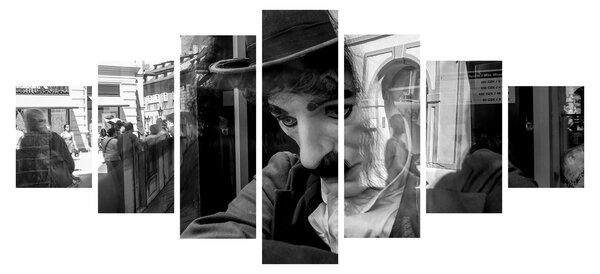Obraz - Charles Chaplin v Praze (210x100 cm)