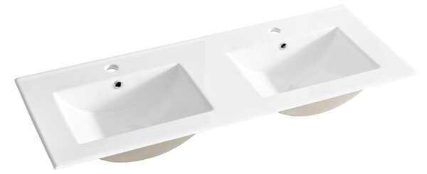 Comad Nábytkové keramické dvojumyvadlo UM-8003-LAVA 120D -DP, 121x46 cm, bílá lesklá