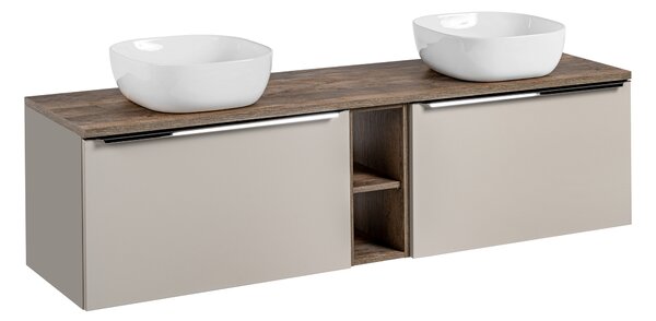 Comad Koupelnová skříňka s deskovými umyvadly set Santa Fe Taupe 180 šedohnědá/dub santa fe