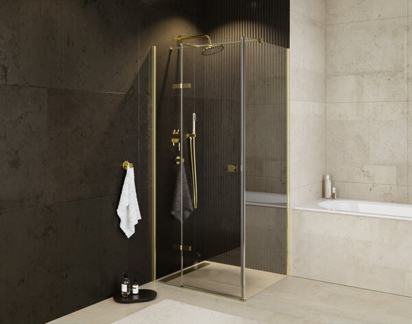 Besco Čtvercový sprchový kout PIXA GOLD SQ 90x90, výška 195 cm - bez vaničky Orientace: Pravá