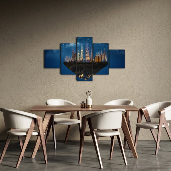 Obraz - Velkoměsto plující prostorem (125x70 cm)