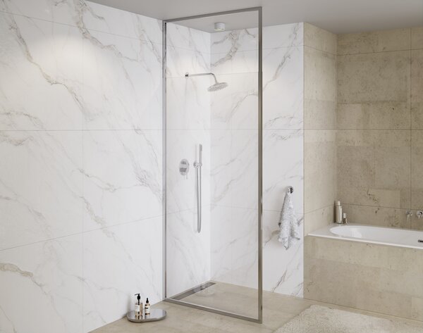 Besco Sprchový kout Walk-In ICON CHROM 100 (110x 120), výška 200 cm - bez vaničky Rozměry (cm): šířka: 100