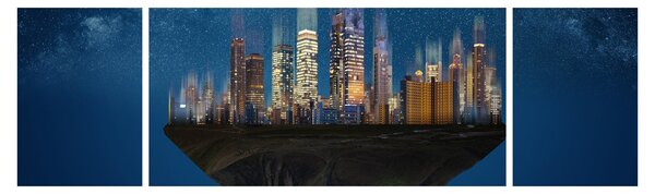 Obraz - Velkoměsto plující prostorem (170x50 cm)