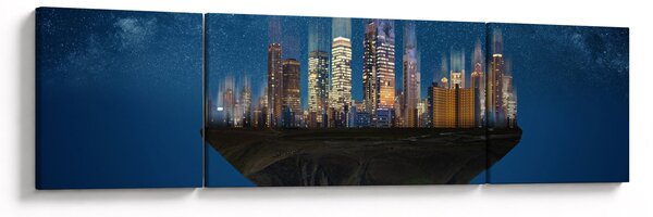 Obraz - Velkoměsto plující prostorem (170x50 cm)