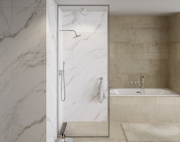 Besco Sprchový kout Walk-In ICON CHROM 100 (110x 120), výška 200 cm - bez vaničky Rozměry (cm): šířka: 100