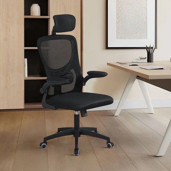 Ergonomická kancelářská židle, černá s opěrkou hlavy