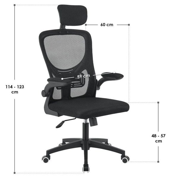 Ergonomická kancelářská židle, černá s opěrkou hlavy
