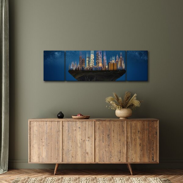 Obraz - Velkoměsto plující prostorem (170x50 cm)