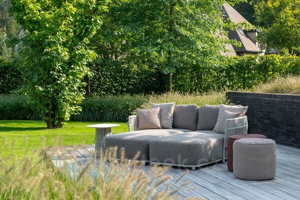 Jati Kebon Relaxační díl levostranný Cala, Jati Kebon, rám hliník barva dune mat, pásový výplet barva linen, bez sedáků