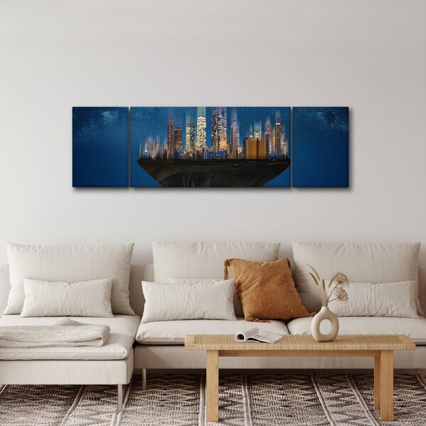 Obraz - Velkoměsto plující prostorem (170x50 cm)