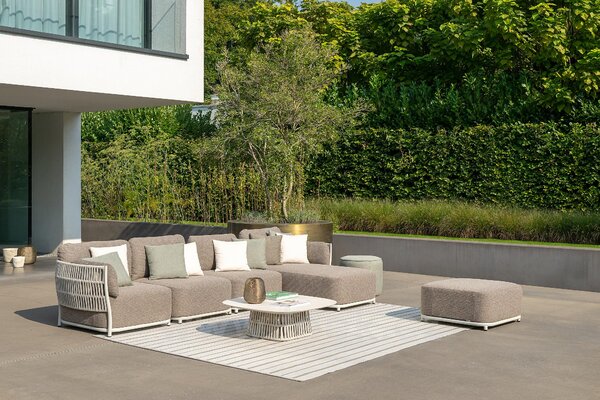 Jati Kebon Relaxační díl levostranný Cala, Jati Kebon, rám hliník barva dune mat, pásový výplet barva linen, bez sedáků