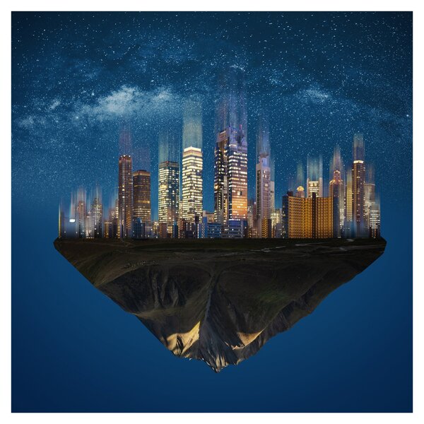 Obraz - Velkoměsto plující prostorem (30x30 cm)