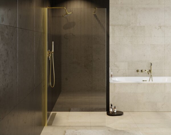 Besco Sprchový kout Walk-In ECO-N GOLD 90x195 (100x195, 110x195, 120x195) - bez vaničky Rozměry (cm): šířka: 90