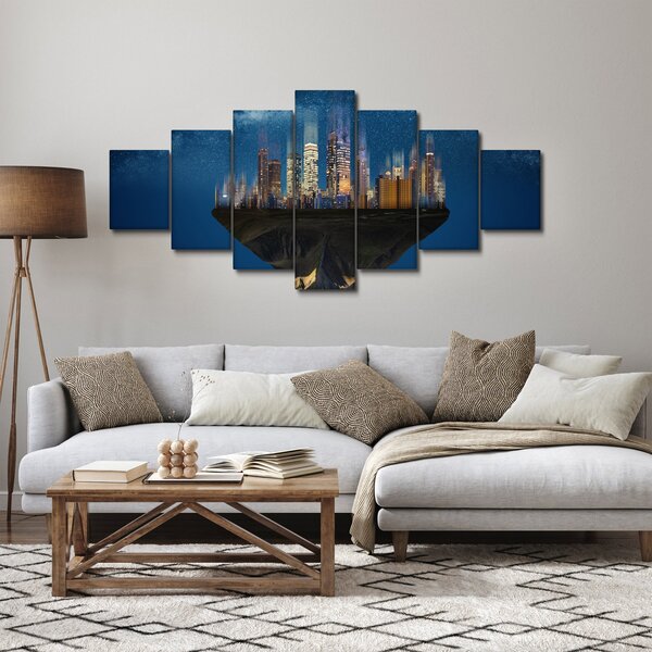 Obraz - Velkoměsto plující prostorem (210x100 cm)