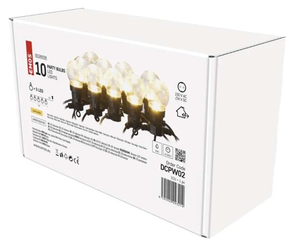 Emos lighting Žárovkový světelný řetěz 5m, 10x, IP44, čiré žárovky