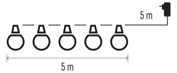 Emos lighting Žárovkový světelný řetěz 5m, 10x, IP44, mléčné žárovky