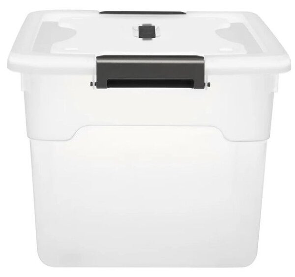 Úložné boxy s víkem 30 l, 4 ks, bílé, stohovatelné