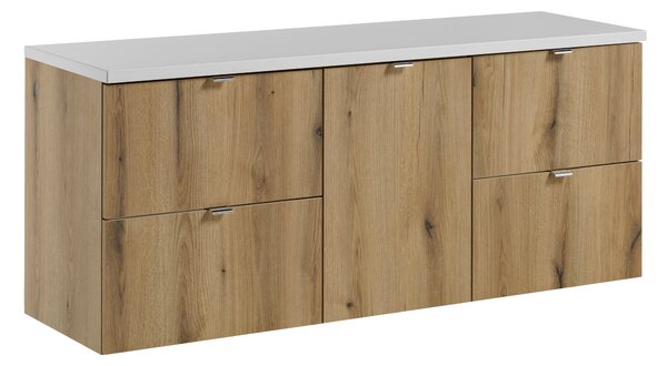 Comad Koupelnová skříňka pod deskové umyvadlo set Nova Oak 140 dub coast evoke/bílá