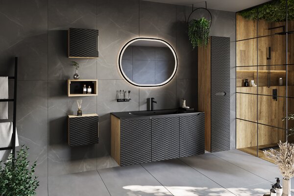 Comad Nábytkové keramické umyvadlo SKY 1 BLACK MATT 120 DP, 121x46 cm, černá matná