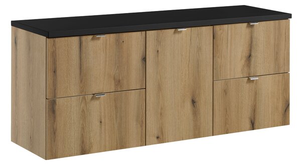Comad Koupelnová skříňka pod deskové umyvadlo set Nova Oak 140 dub coast evoke/černá