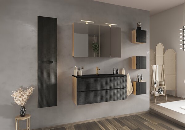 Comad Nábytkové keramické umyvadlo SKY 1 BLACK MATT 120 DP, 121x46 cm, černá matná