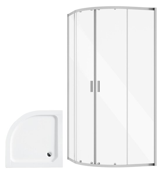 Besco Čtvrtkruhový sprchový kout ZARYA CHROM HR 80x80 (90x90) + vanička ALEX bílá Rozměry (cm): 80x80
