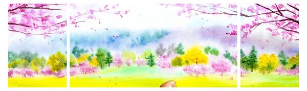 Obraz - Malovaný srneček, aquarel (170x50 cm)