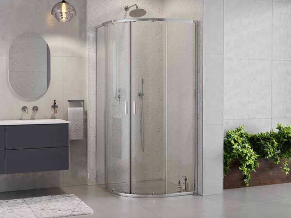 Besco Čtvrtkruhový sprchový kout ZARYA CHROM HR 80x80 (90x90), výška 190 cm - bez vaničky Rozměry (cm): 80x80