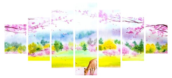 Obraz - Malovaný srneček, aquarel (210x100 cm)