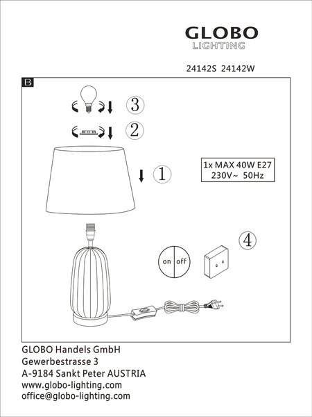 STOLNÍ LAMPA, 30/52 cm Globo - Online Only svítidla, Online Only