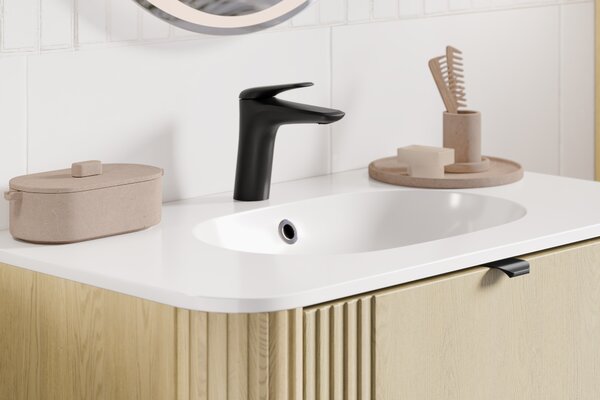 Comad Nábytkové umyvadlo z konglomerátu PURE WHITE GLOSS, 80x46 cm, bílá lesklá