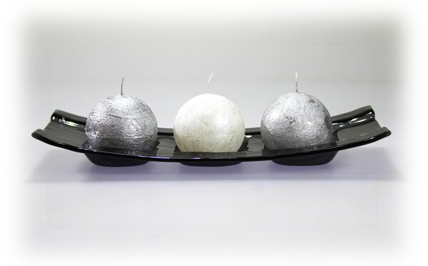 BDK-GLASS Skleněný svícen BOAT tmavě šedý Rozměr: 12x14cm