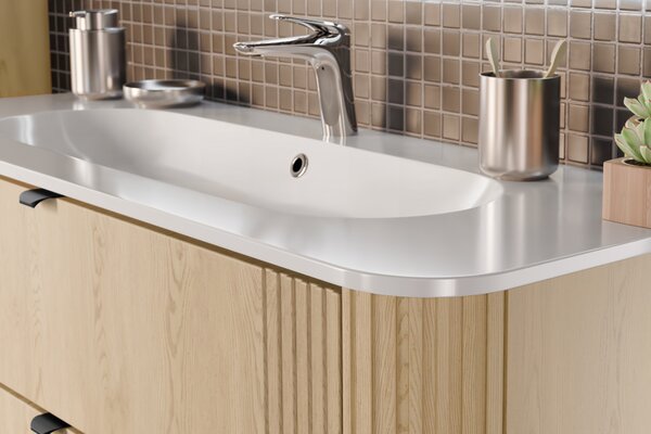 Comad Nábytkové umyvadlo z konglomerátu PURE WHITE GLOSS, 120x46 cm, bílá lesklá