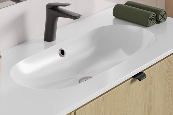 Comad Nábytkové umyvadlo z konglomerátu PURE WHITE GLOSS, 100x46 cm, bílá lesklá
