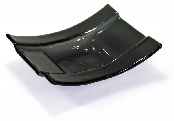BDK-GLASS Skleněný svícen BOAT tmavě šedý Rozměr: 12x14cm