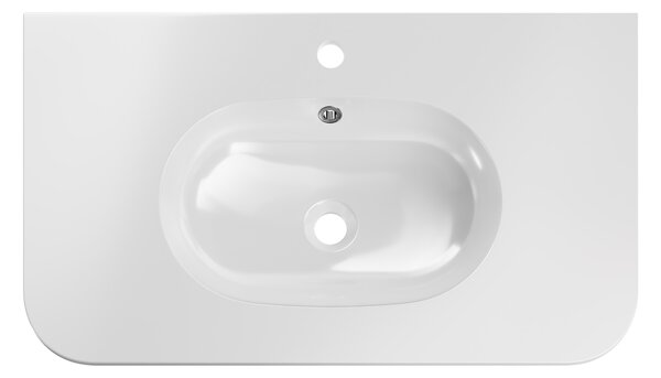 Comad Nábytkové umyvadlo z konglomerátu PURE WHITE GLOSS, 80x46 cm, bílá lesklá