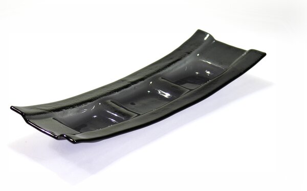 BDK-GLASS Skleněný svícen BOAT tmavě šedý Rozměr: 12x14cm