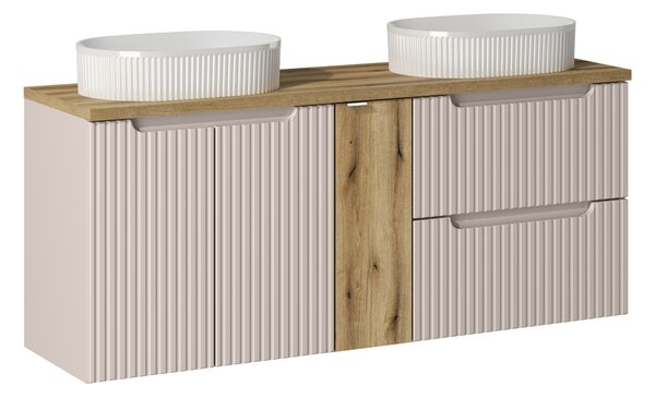 Comad Koupelnová skříňka s deskovými umyvadly set Nova Cashmere 140 kašmír/dub coast evoke