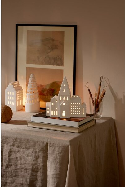 Bílý keramický svícen Kähler Design Urbania Lighthouse City