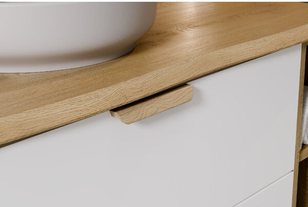 Comad Koupelnová skříňka s deskovým umyvadlem set Aster White 120 bílá/dub cremona