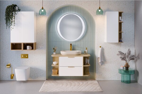 Comad Koupelnová skříňka s deskovými umyvadly set Aster White 100 bílá/dub cremona