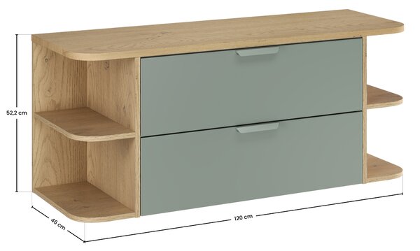 Comad Koupelnová skříňka pod deskové umyvadlo set Aster Green II. 120 zelená/dub cremona