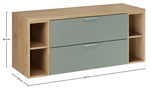 Comad Koupelnová skříňka pod deskové umyvadlo set Aster Green 120 zelená/dub cremona