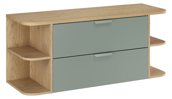 Comad Koupelnová skříňka pod deskové umyvadlo set Aster Green II. 120 zelená/dub cremona