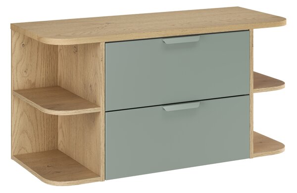Comad Koupelnová skříňka pod deskové umyvadlo set Aster Green 100 zelená/dub cremona